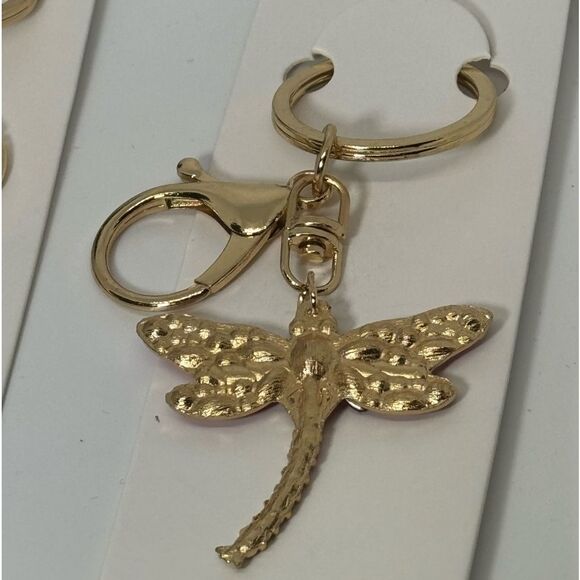 BAG CHARM Red Crystal Dragonfly Keychain Charm -  Gold Accent - Picture 3 of 4